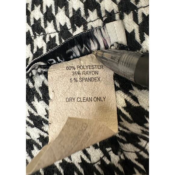 Black White Houndstooth Pocket Front Pencil Mini Skirt Size Large Clueless - Picture 6 of 10